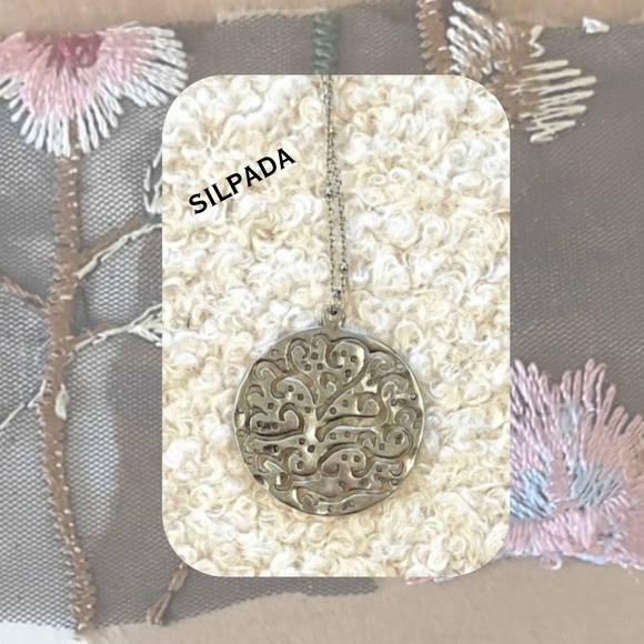 🏷️ silpada silver necklace with engraved design silver pendant - Picture 2 of 11